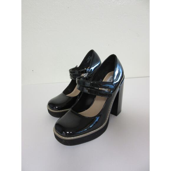 Steve Madden Shoes - STEVE MADDEN Black Patent Twice Mary Jane Block Heels 8 M